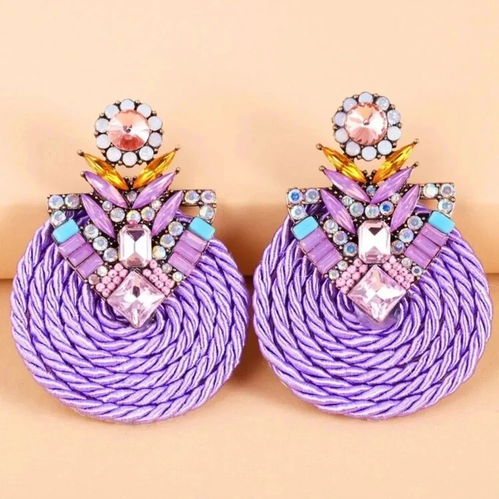 Brand New Purple Glamour Earrings Multicolor
